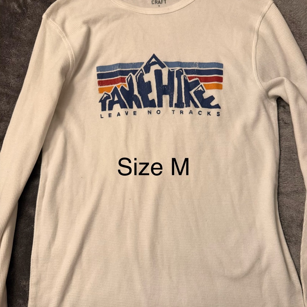 True Craft White Long Sleeve Tee with Blue and Orange Graphic